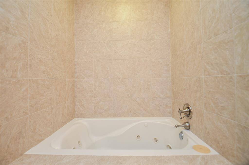 Oversized jetted tub in the downstairs primary suite.