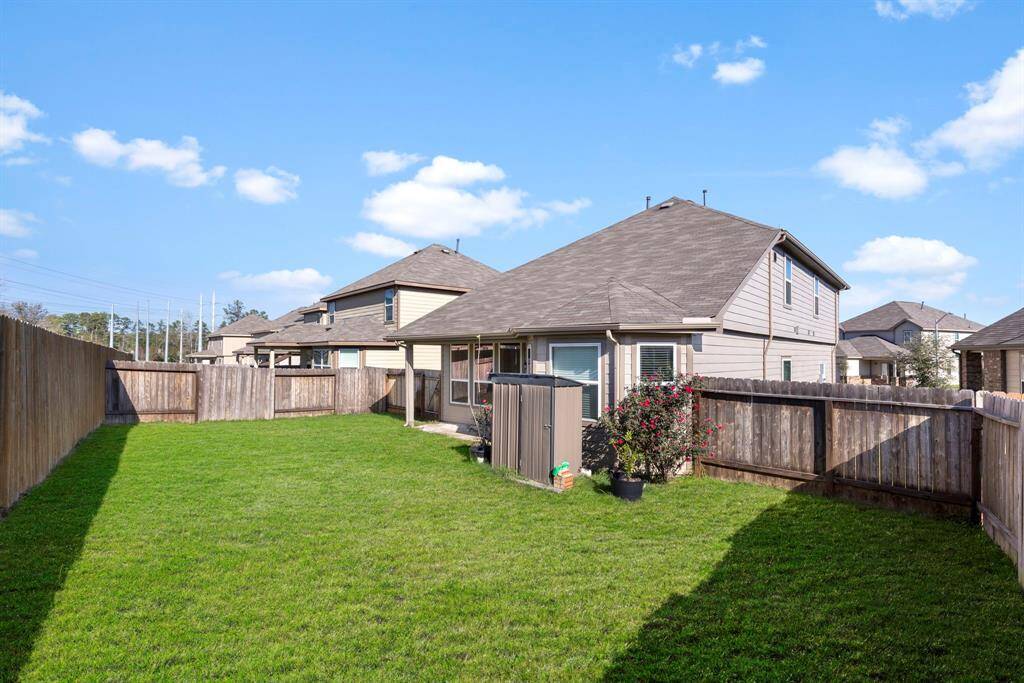 The shed is great for storing lawn equipment and landscaping supplies.