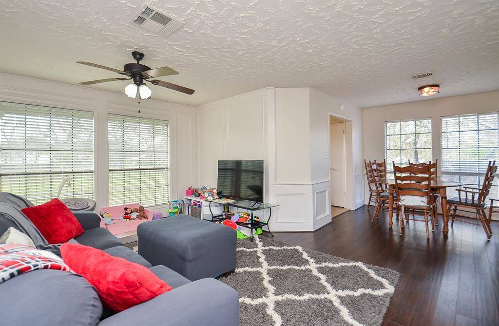 This space is large and offers a sitting area and dining space.