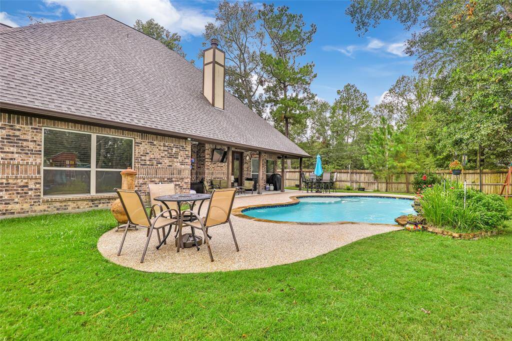 Seating area next to pool.