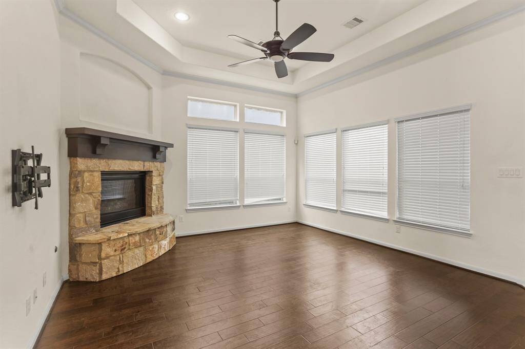 View of the living room with fireplace