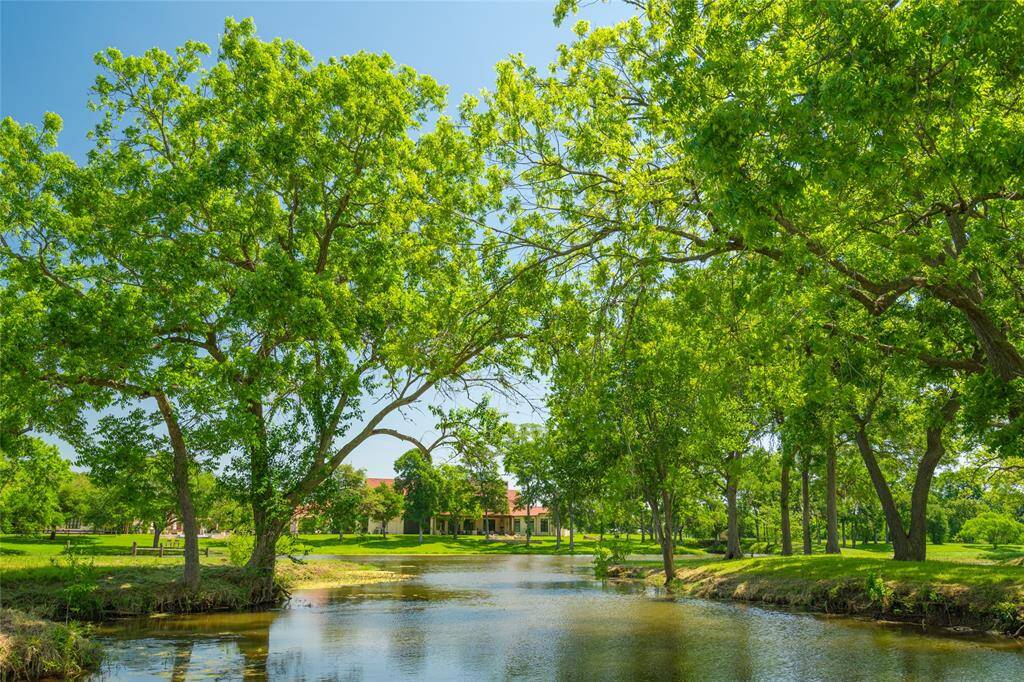 View from the Lake to the Main House - massive trees line the shoreline with their extensive limbs providing canopies of shade to the surrounding grassed areas.