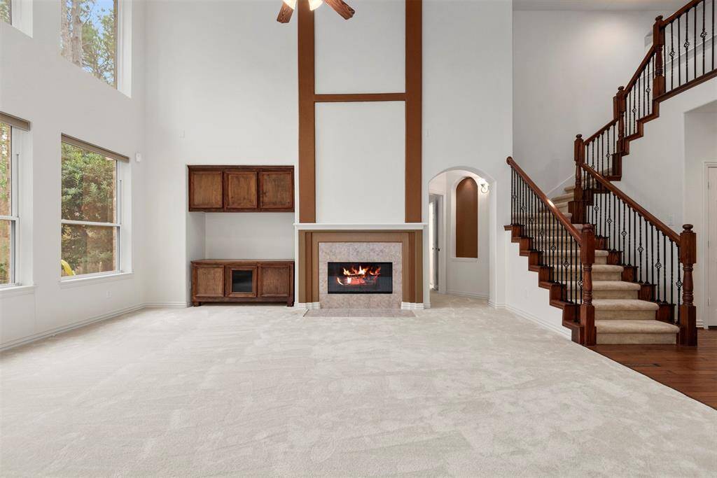 Spacious family room wired for sound system.
