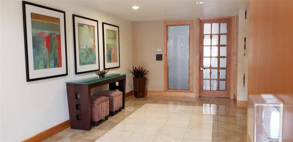 Lobby and door to fitness center.