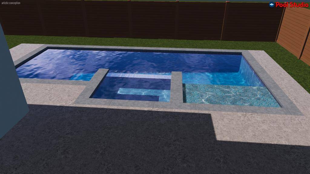 Rendering example of the pool that could fit in the back yard. Home does not include pool.