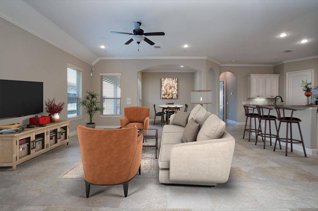Virtually staged family room!