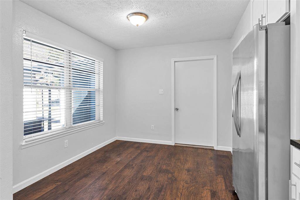 Breakfast area and interior access to garage.