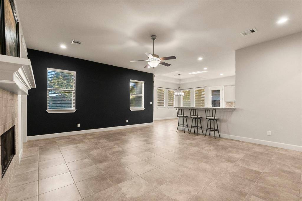 Open living to dining for continuous flow