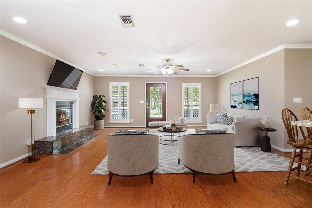 Virtually staged to show Ample room for all furniture placement design.