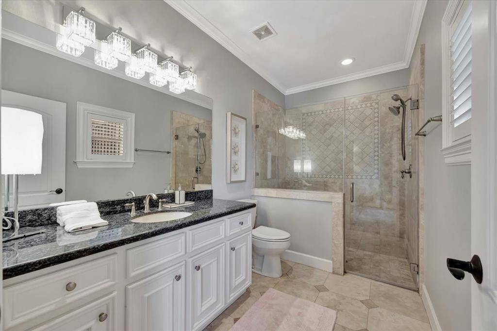 The downstairs bedroom has a nice size private ensuite bath.