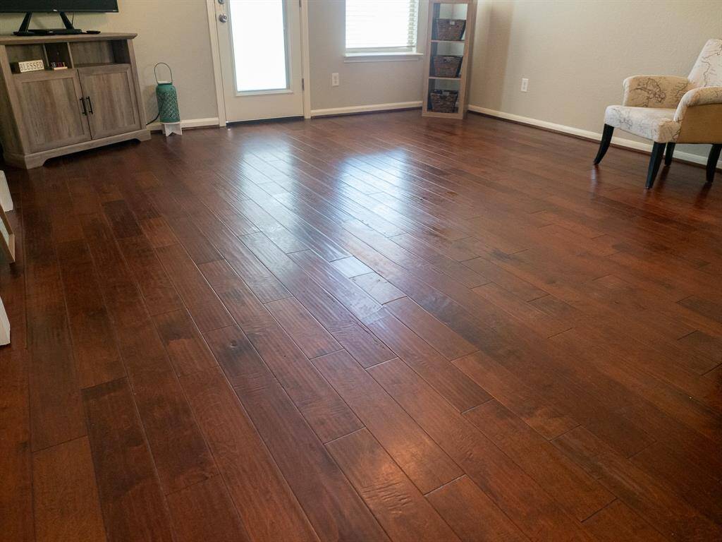 Beautiful wood plank flooring in family room