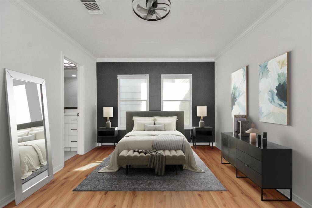 The 3rd Floor Secondary Bedroom continues the high end features and color palette seen throughout the home and offers an En Suite Bath, as well.