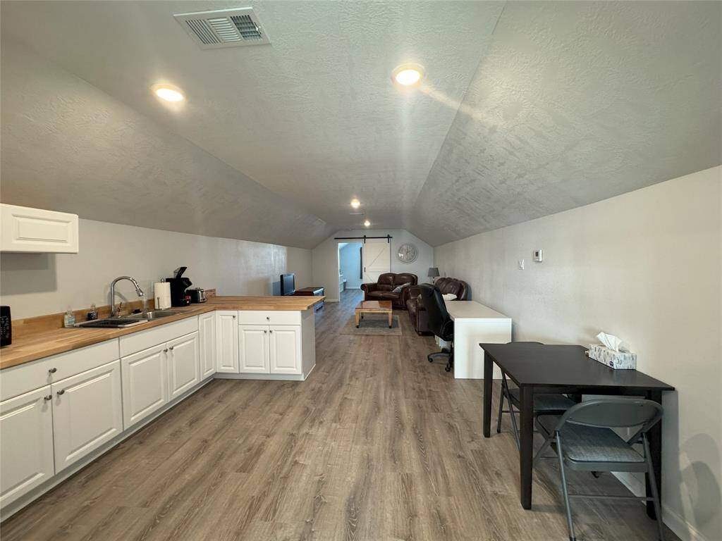 Garage apartment with separate bedroom.