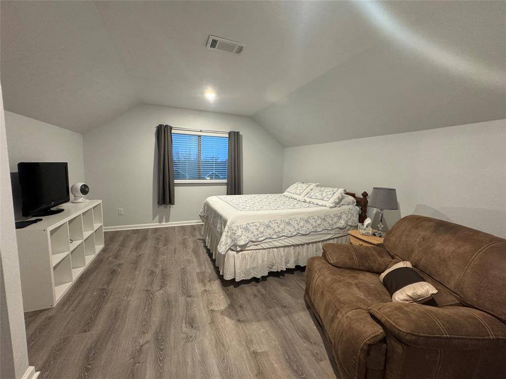 Garage apartment bedroom.