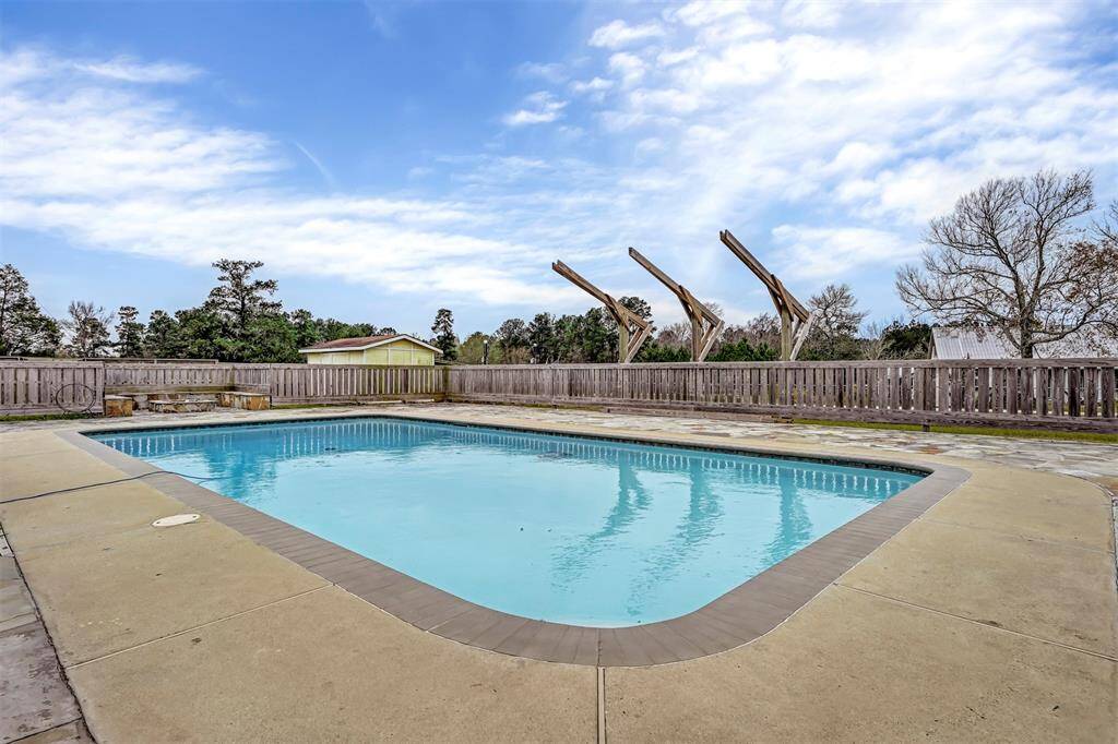 Pool with Cover Area and Sitting area with firepit
