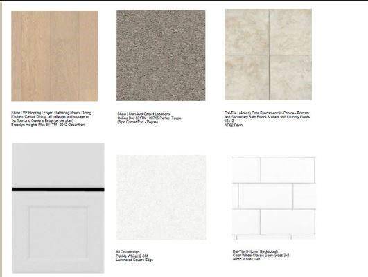 2222 Calm Pond Court design selections! This home is currently under construction and selections are subject to change.