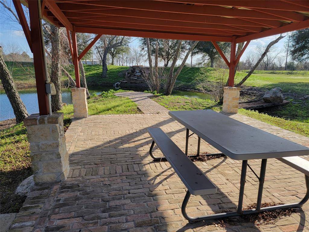 Picnic area under the covered pavilion.