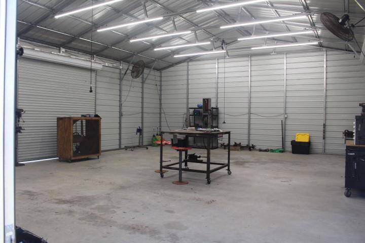 Inside shop with showing one door