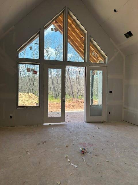 These doors lead to the rear patio.
