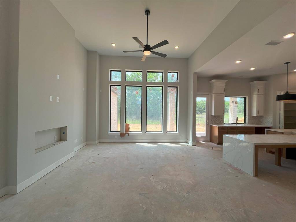 Stunning Family Room with wall of windows