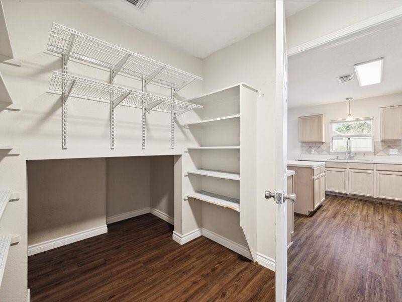 Pantry space inside the utility room.