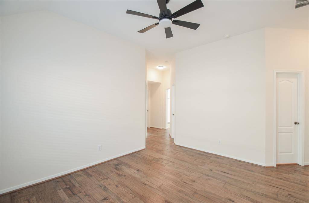 Your primary ensuite bath peeks out, center.