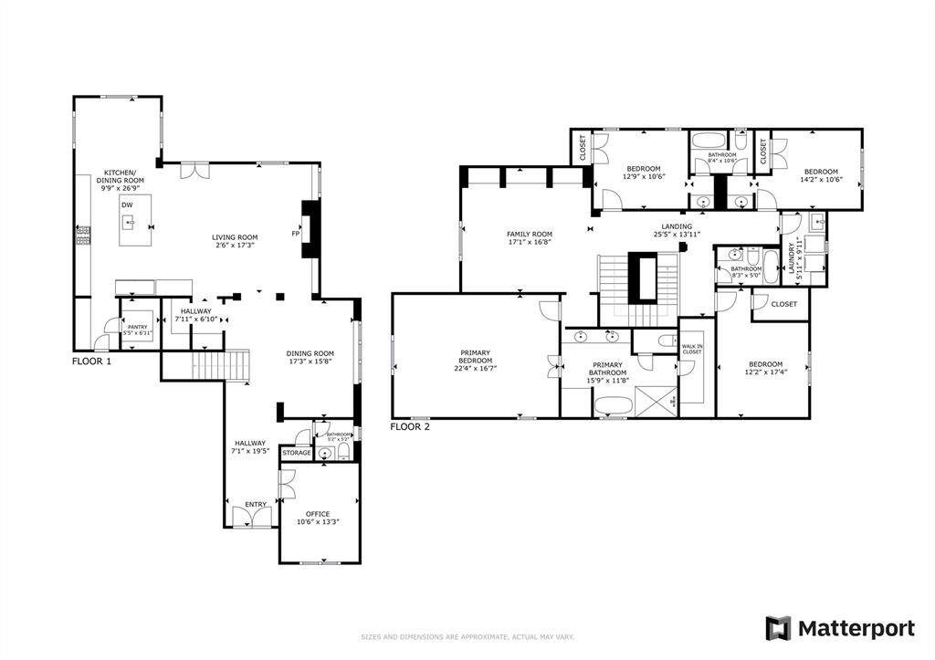 The floorplan for 1511 Baggett Ln! Please note: Matterport was a little wonky, and the following rooms have these measurements: Kitchen 17x16, Living room 17x16, Breakfast room 11x10