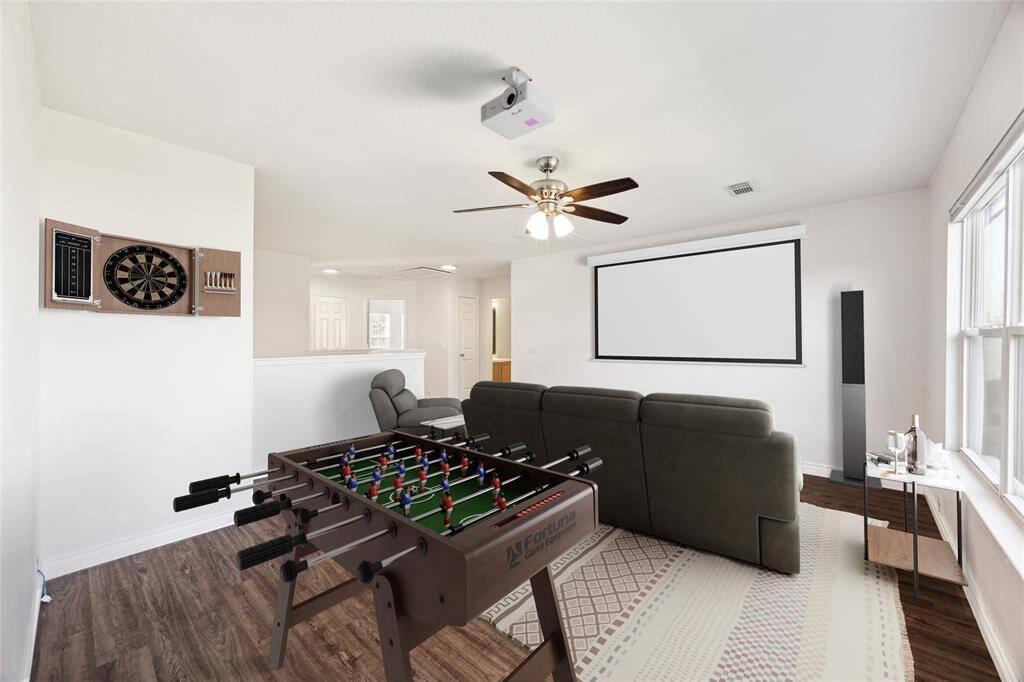 Game room space. Photo is virtually staged