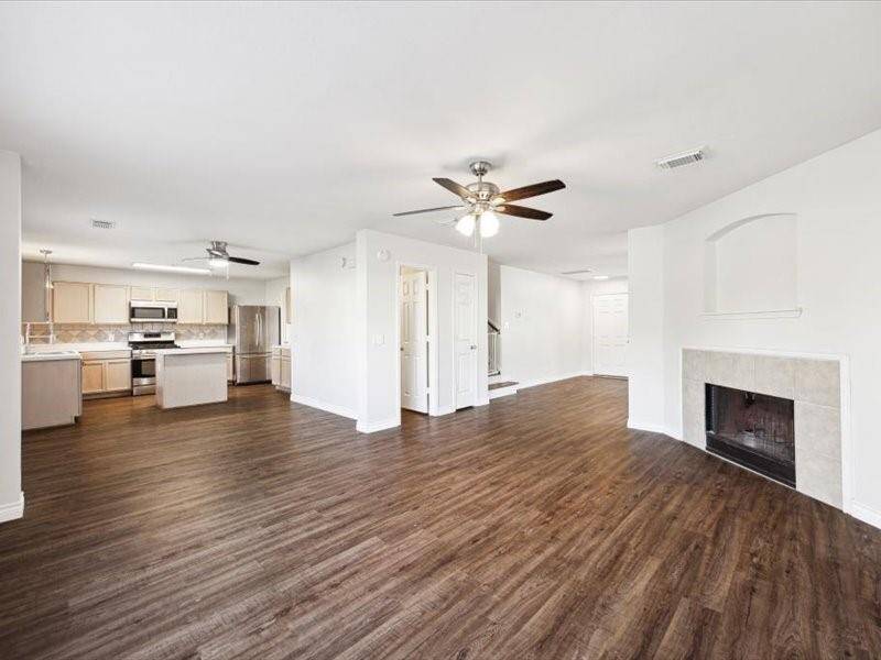 Laminate floors throughout the entire home.