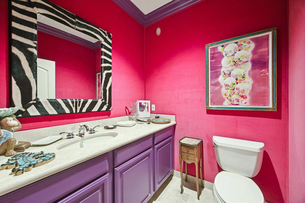 The first floor powder room.