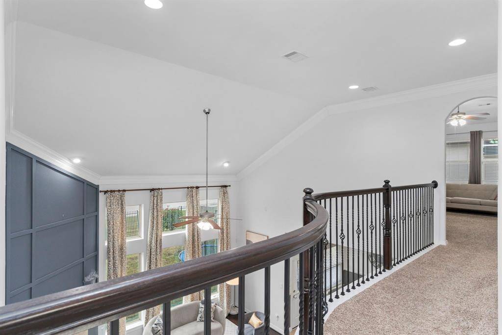 Upstairs, you'll find a right wing and a left wing, each offering distinct spaces! The right wing features a game room, media room, and a private guest bedroom. The left wing includes two guest bedrooms with a convenient Jack-and-Jill bathroom, perfect for family or guests!