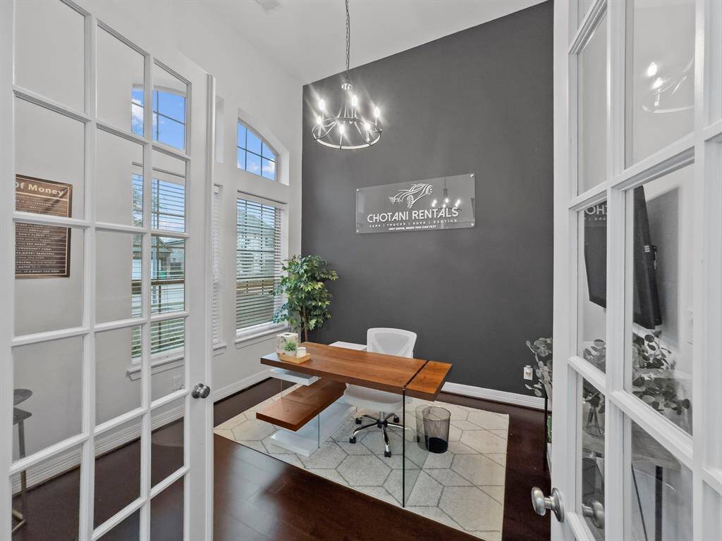 Open those massive, tall French doors to your study!