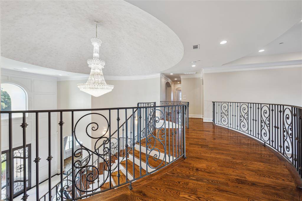 A view of the landing leading towards the game room and media room.