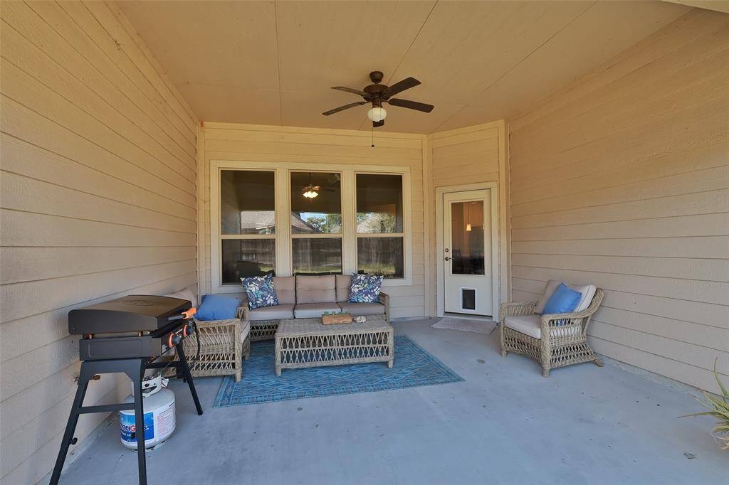 There is a gas line stub ...makes it easy to add an outdoor kitchen or grilling area