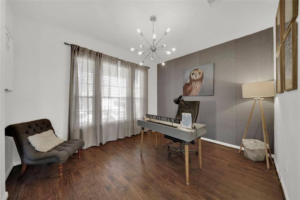 Right when you walk in you are greeted by the formal dining that has been staged as an office. This space can be tailored to your liking.