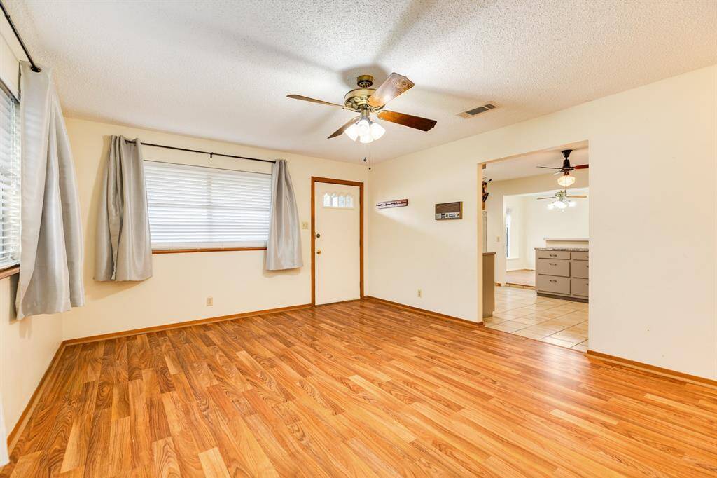 Living area showing entrance to kitchen