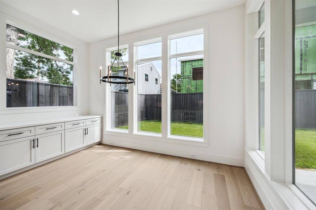 Breakfast Area with Built-In Counter and Storage.