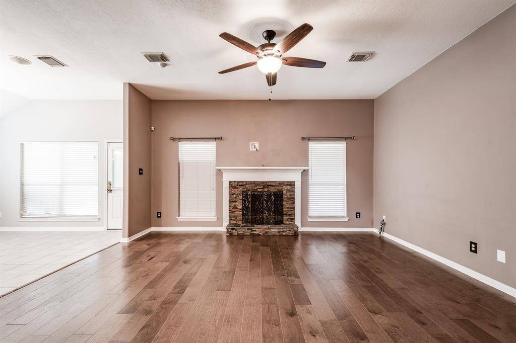 Wood burning fireplace