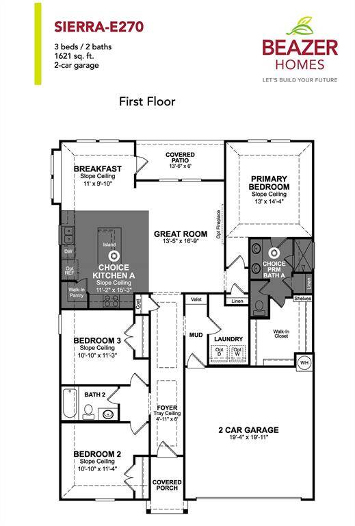 Plan features 3 bedrooms, 2 full baths, mudroom, and over 1,600 sqft of living space.