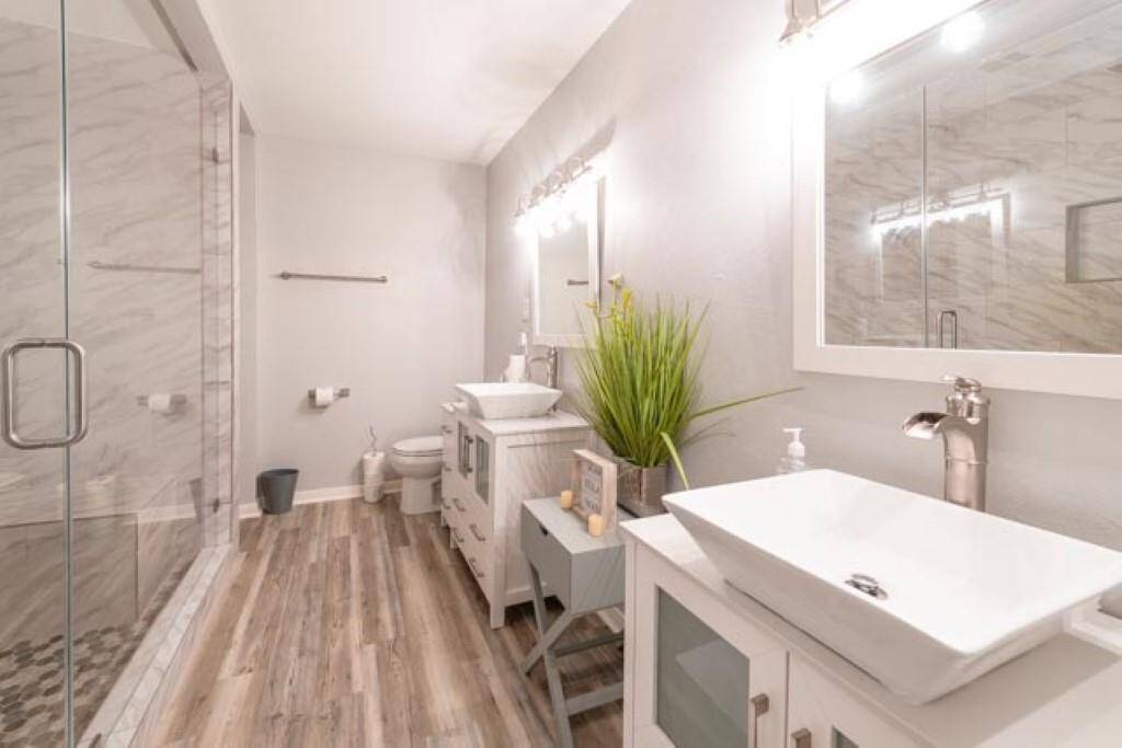 Lavish Primary Bath with huge walkin shower fit for the king and queen of the house.