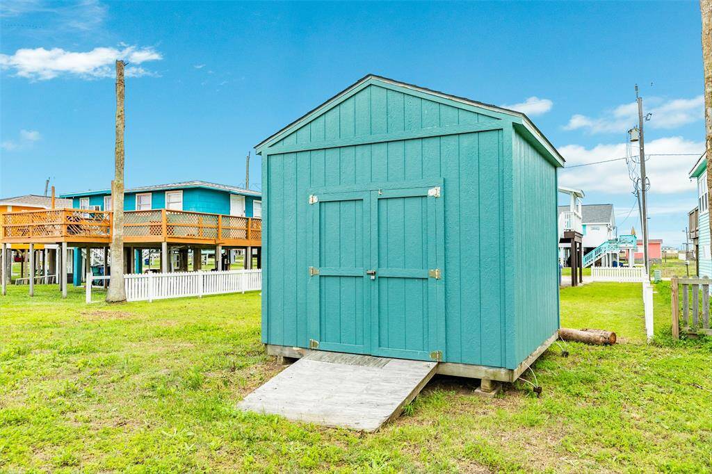 Expansive storage shed, perfect for organizing tools, fishing and beach gear.