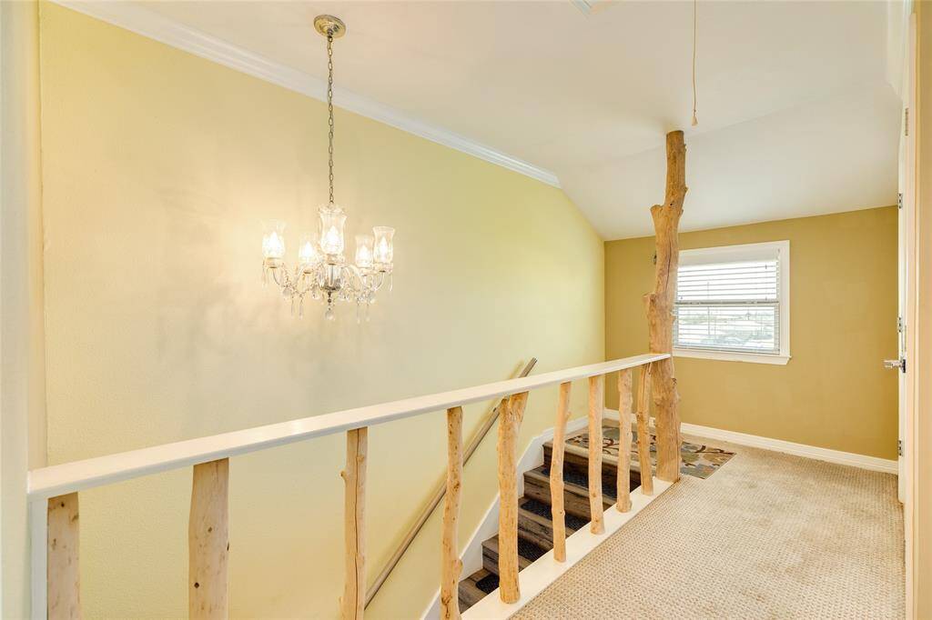 Driftwood spindles and column are upstairs as well
