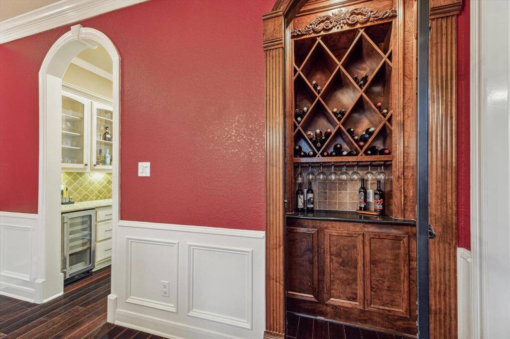 Built-in wine storage space in the formal dining room.