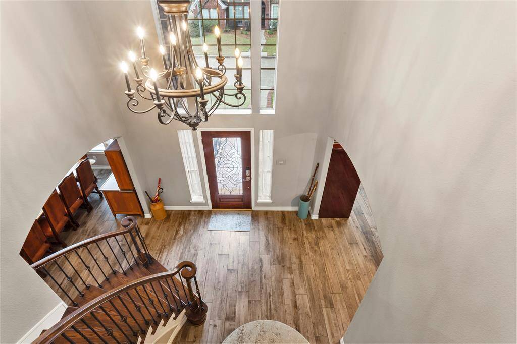 View from upstairs of the gorgeous entry and high ceilings.