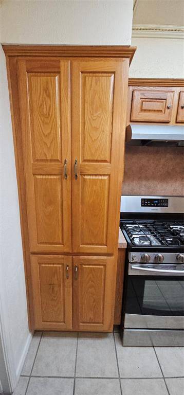 Convenient cabinet next to the stove, ideal for use as a pantry.