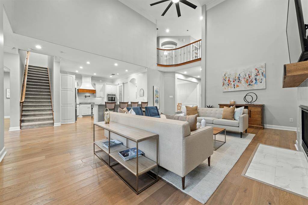 Great room opens to upstairs