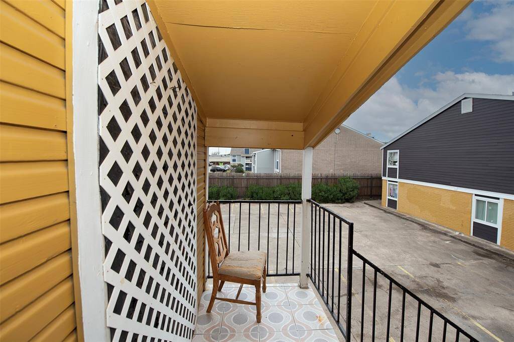 It also has a patio just outside the front door.