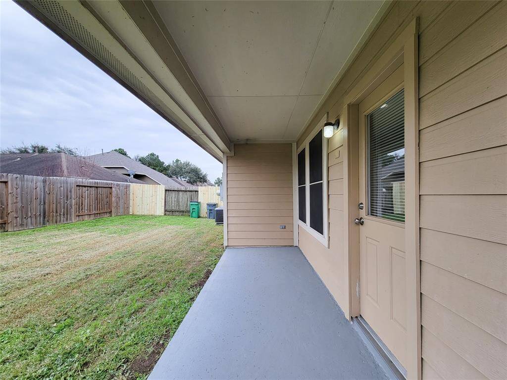 Covered patio, close up.