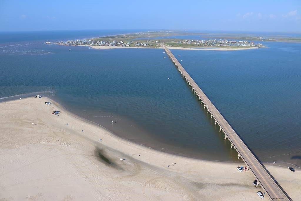 San Luis Pass. Neighborhood sits over the bridge from Galveston Island on the bay side