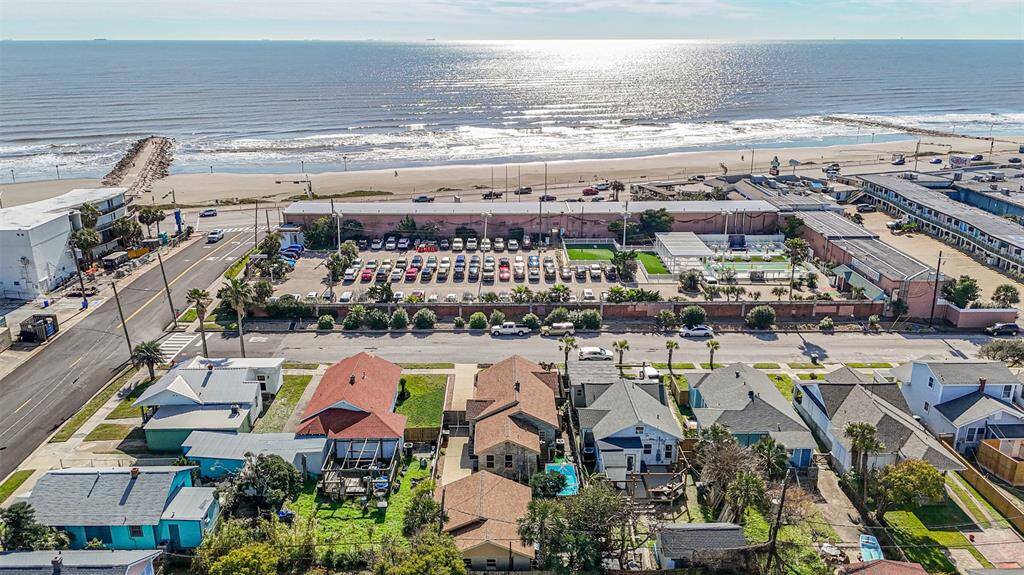 Aerial view of main house and garage apartment.
